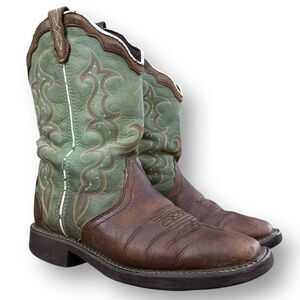 Justin Raya Cowboy Western Leather Mint Green Distressed Leather Women's 10